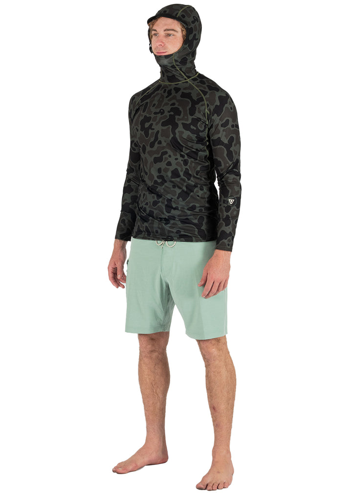Vissla Warm Seas Eco Hooded LS Rash Guard in Camo, view 10