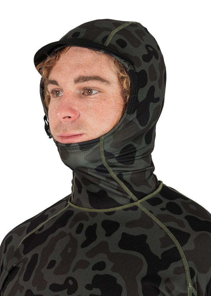 Vissla Warm Seas Eco Hooded LS Rash Guard in Camo, view 3