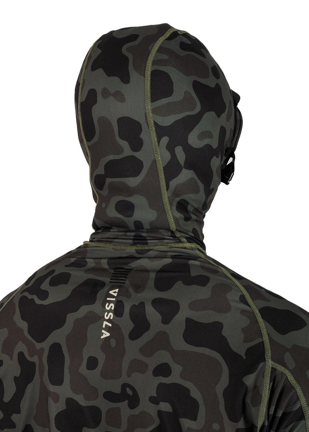 Vissla Warm Seas Eco Hooded LS Rash Guard in Camo, view 4