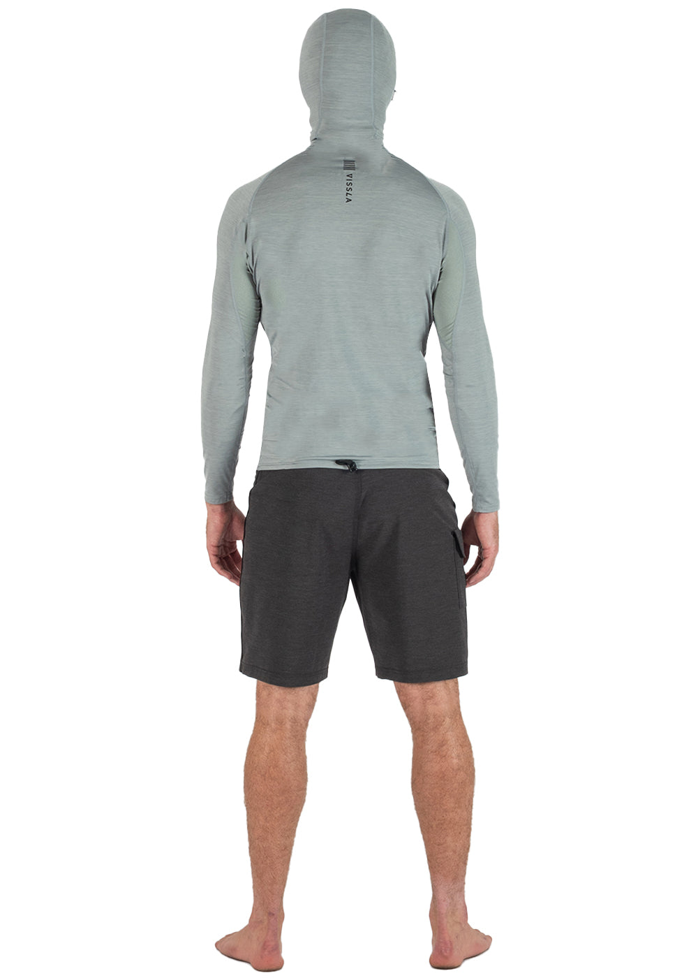 Vissla Warm Seas Eco Hooded LS Rash Guard in Grey Heather, view 2