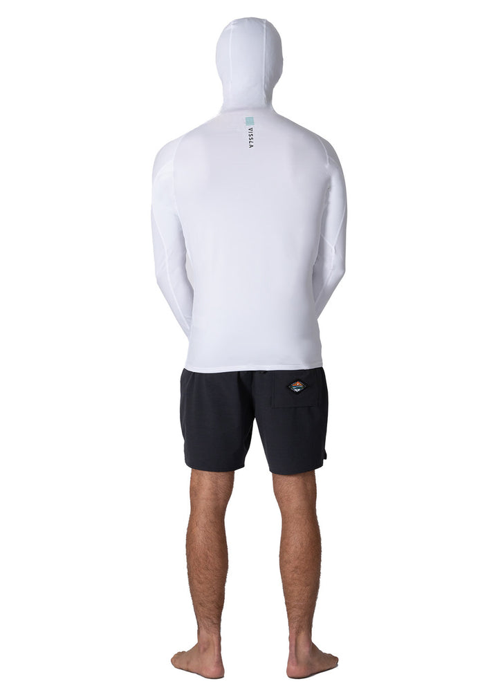 Vissla Warm Seas Eco Hooded LS Rash Guard in White, view 2