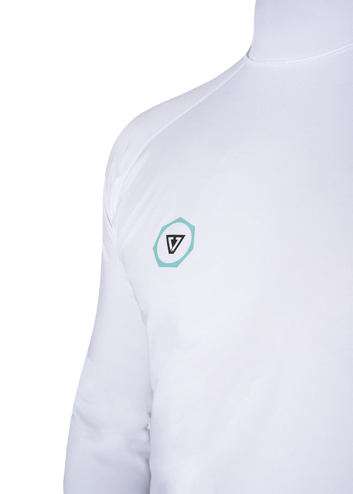 Vissla Warm Seas Eco Hooded LS Rash Guard in White, view 3