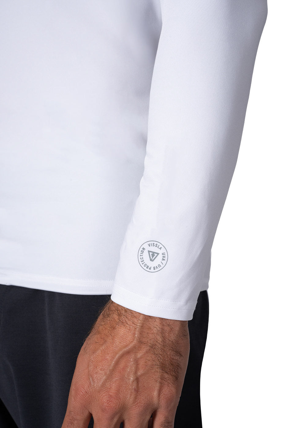 Vissla Warm Seas Eco Hooded LS Rash Guard in White, view 4