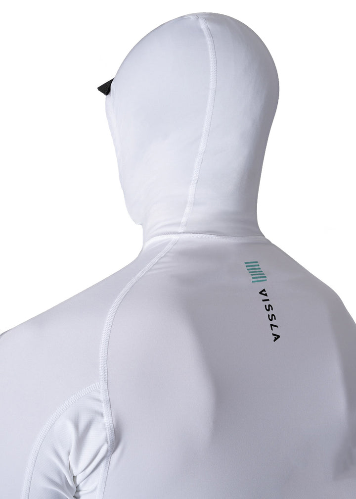 Vissla Warm Seas Eco Hooded LS Rash Guard in White, view 6