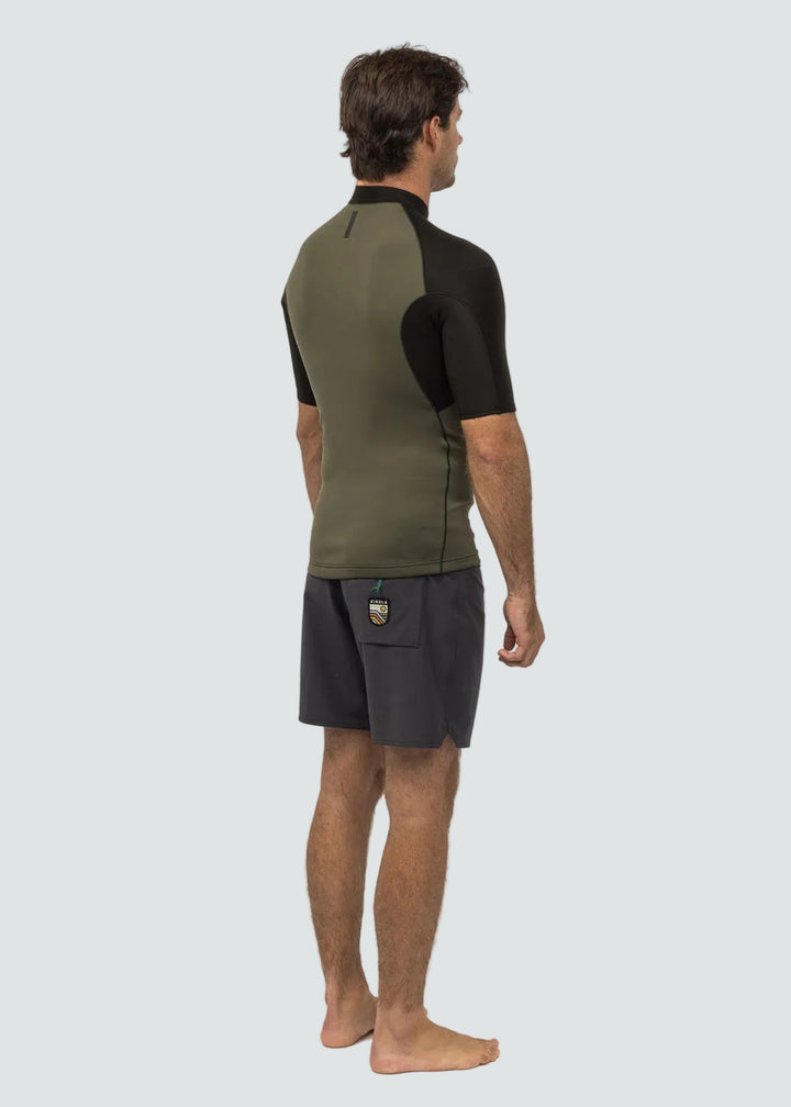 Vissla High Seas II 1mm Short Sleeve Wetsuit Jacket in Army, view 3