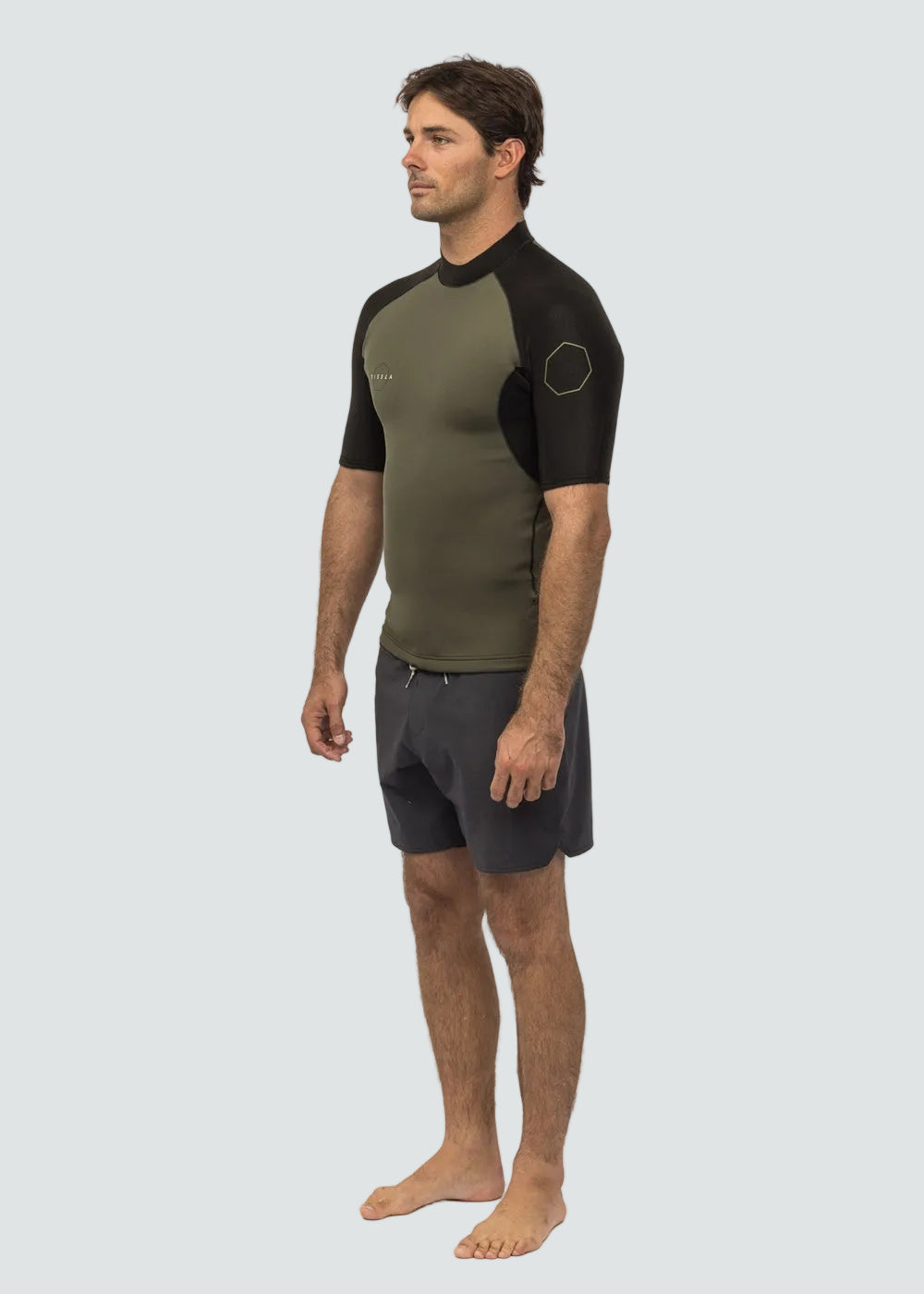 Vissla High Seas II 1mm Short Sleeve Wetsuit Jacket in Army, view 2