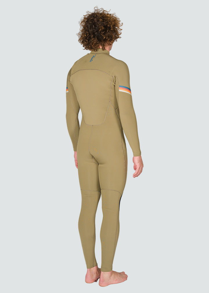 Vissla 7 Seas Raditude 3-2 Full Chest Zip Wetsuit in Dark Khaki, view 4