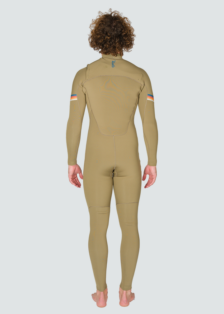 Vissla 7 Seas Raditude 3-2 Full Chest Zip Wetsuit in Dark Khaki, view 2