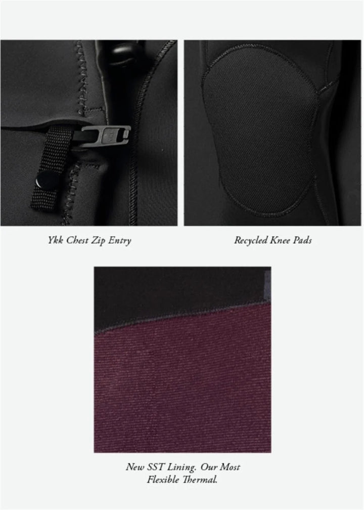 Vissla 7 Seas Comp 3-2 Full Chest Zip Wetsuit in Coal, view 8