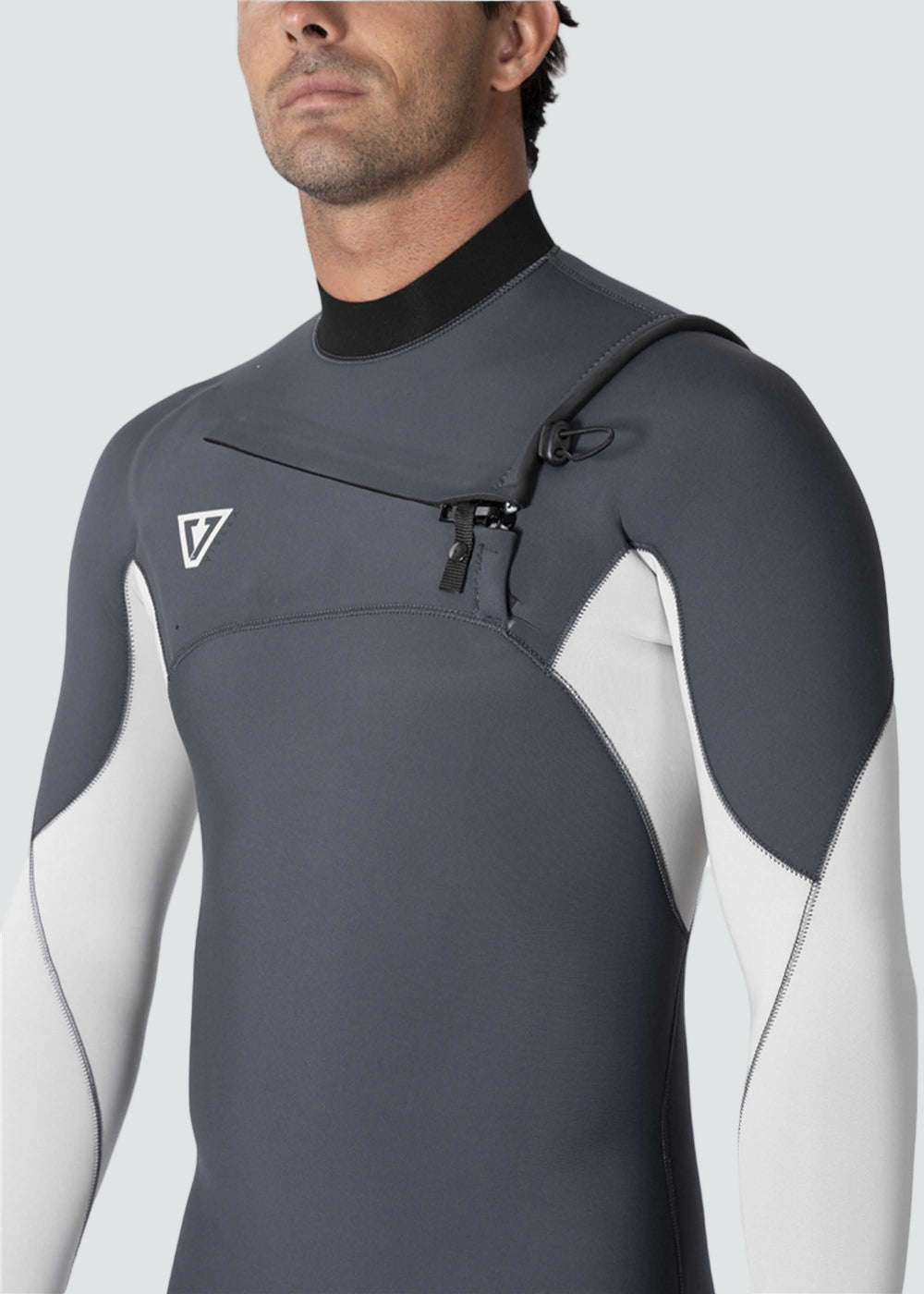 Vissla 7 Seas Comp 4-3 Full Chest Zip Wetsuit in Coal, view 5