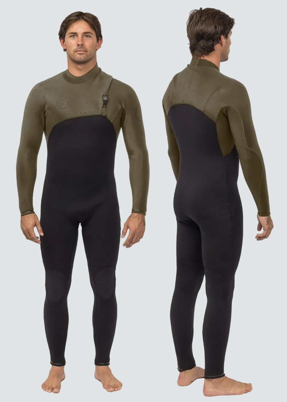 Vissla High Seas II 3-2 Full No Zip Wetsuit in Army, view 4