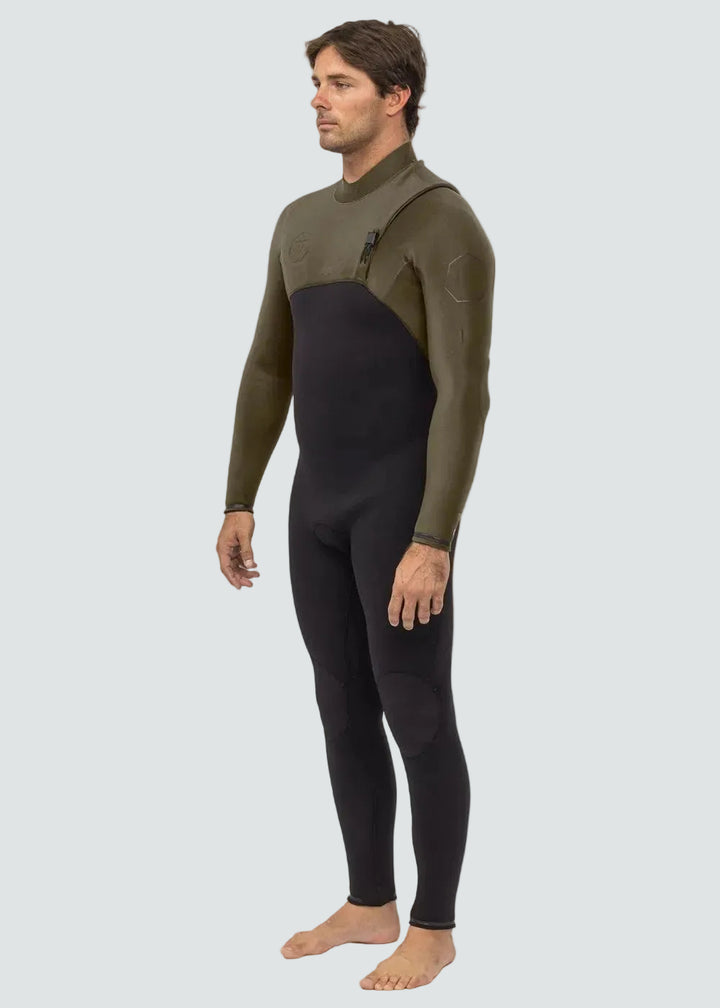 Vissla High Seas II 3-2 Full No Zip Wetsuit in Army, view 3