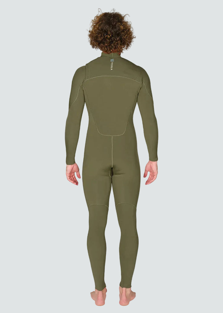 Vissla 7 Seas 3-2 Full Chest Zip Wetsuit in Army, view 4