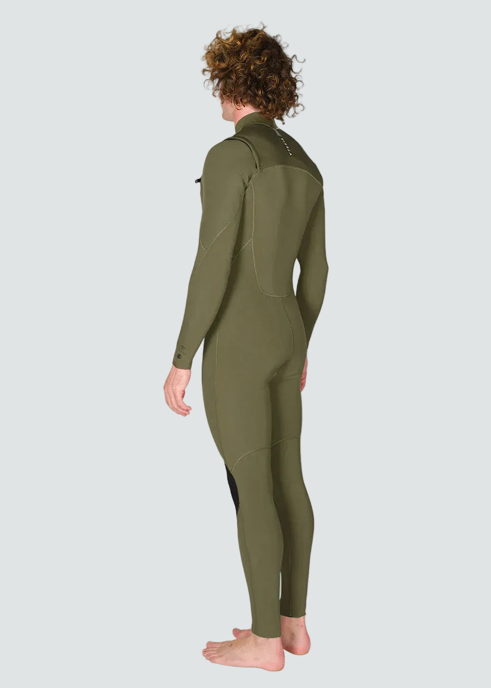 Vissla 7 Seas 3-2 Full Chest Zip Wetsuit in Army, view 3
