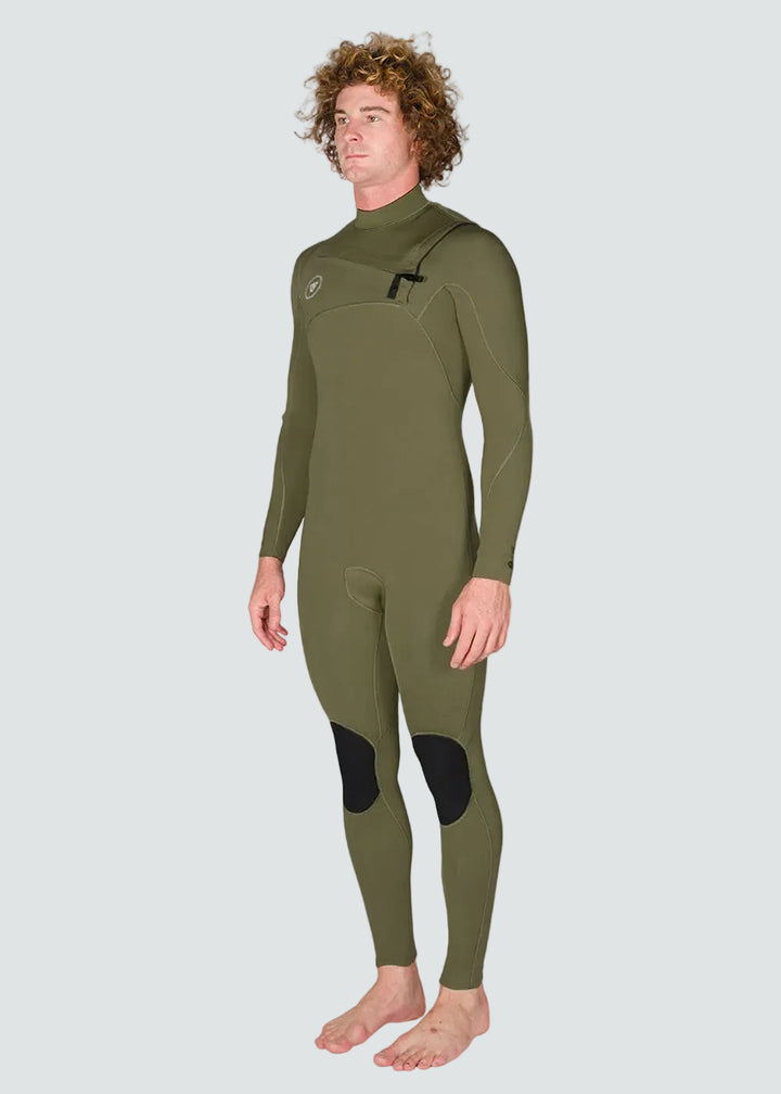 Vissla 7 Seas 3-2 Full Chest Zip Wetsuit in Army, view 2