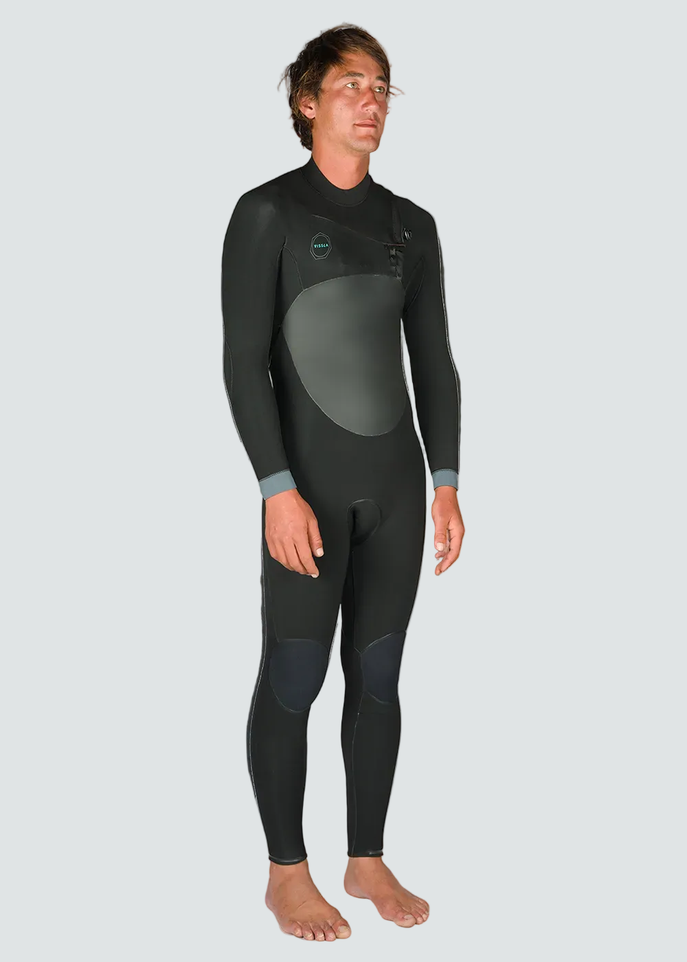Vissla North Seas 3-2 Full Chest Zip Wetsuit in Black, view 6