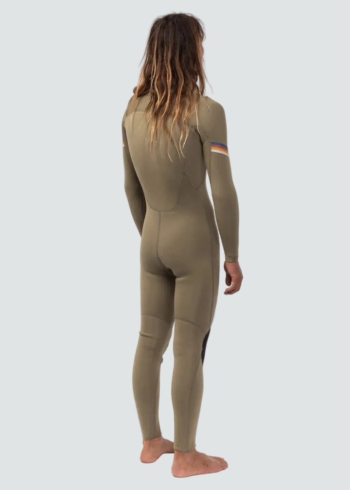 Vissla 7 Seas Raditude 4-3 Full Chest Zip Wetsuit in Dark Khaki, view 2