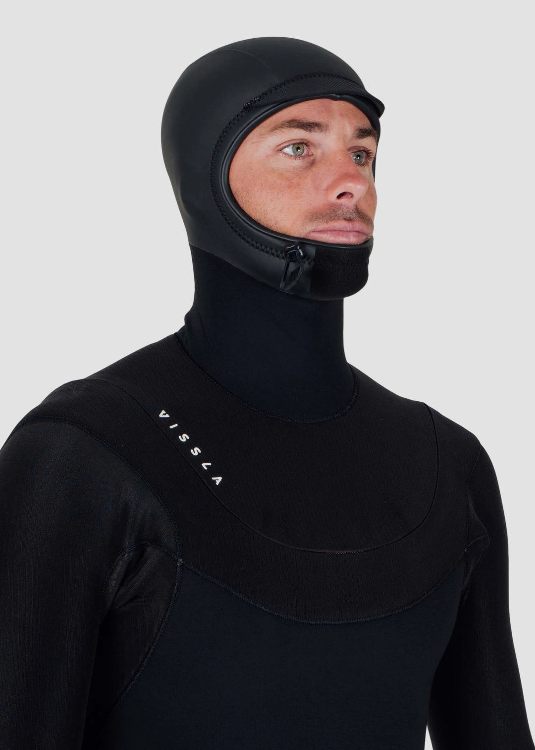 Vissla New Seas 5-4 Hooded U-Zip Full Wetsuit in Black, view 5