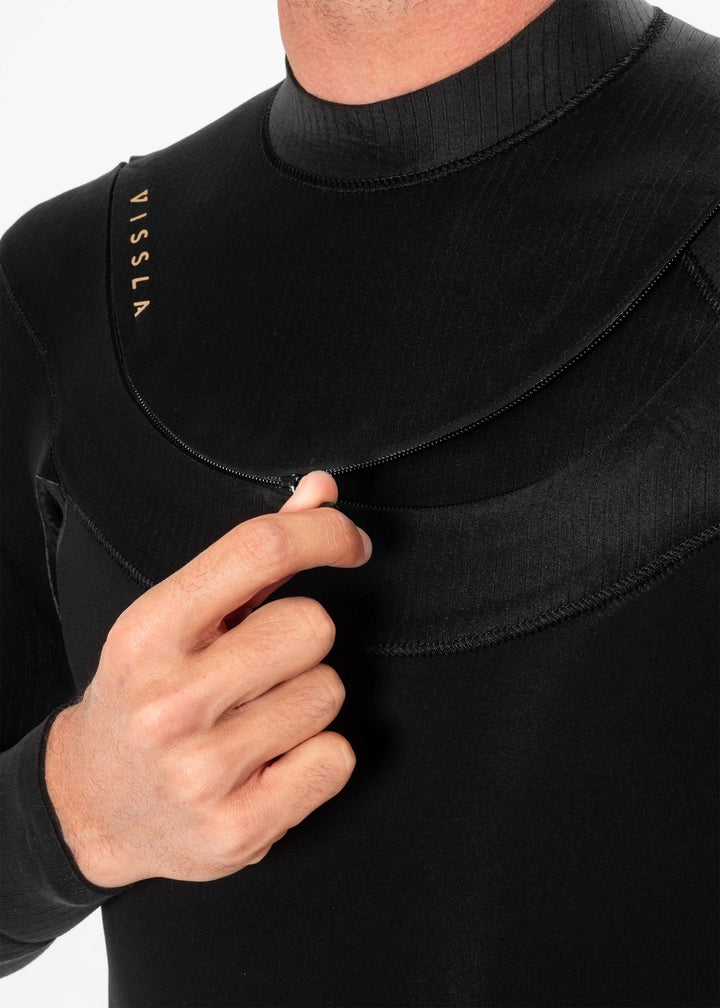 Vissla New Seas 4-3 U-Zip Full Wetsuit in Black, view 4