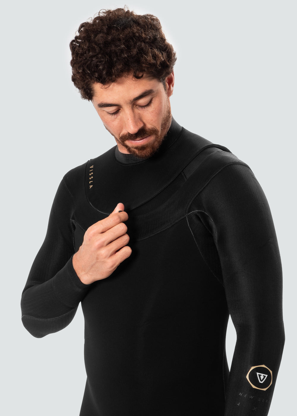 Vissla New Seas 4-3 U-Zip Full Wetsuit in Black, view 2
