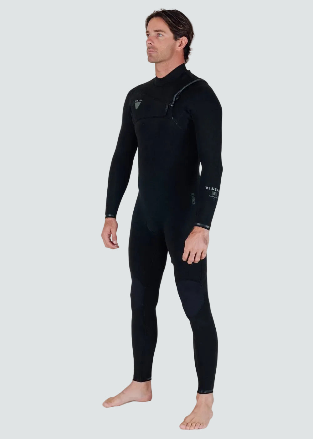 Vissla Natural Seas 4-3 Full Chest Zip Wetsuit in Black, view 3