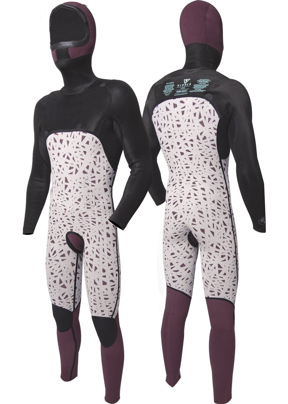 Vissla High Seas II 4-3 Full Hooded Chest Zip Wetsuit in Stealth, view 4