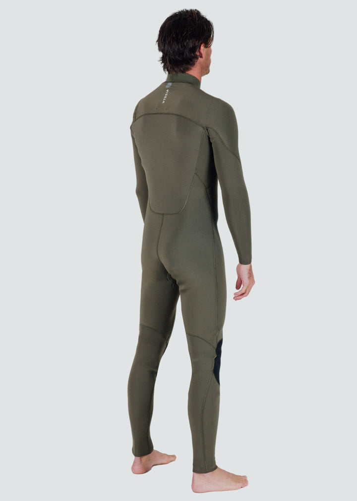 Vissla 7 Seas 4-3 Full Chest Zip Wetsuit in Army, view 5