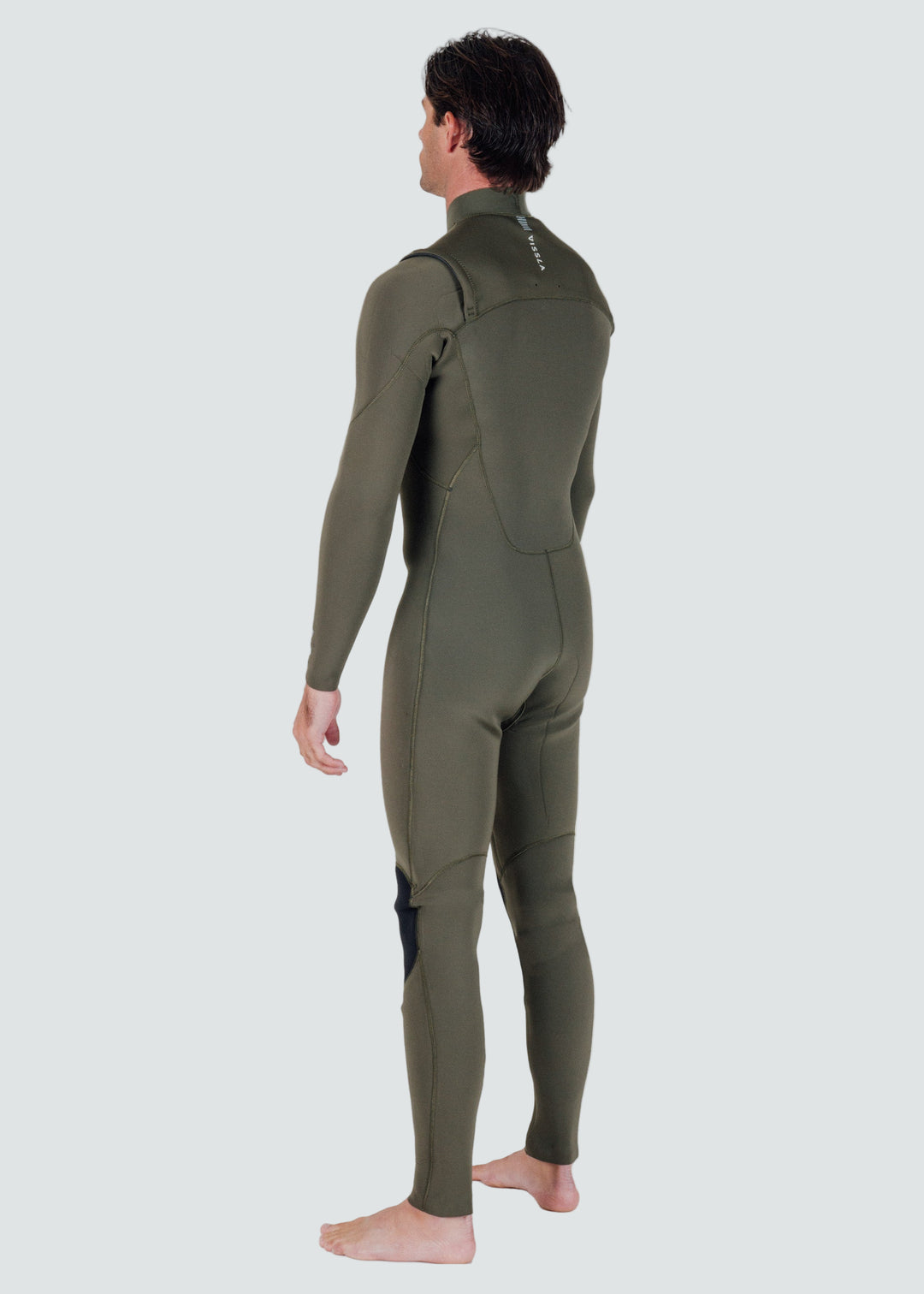 Vissla 7 Seas 4-3 Full Chest Zip Wetsuit in Army, view 4