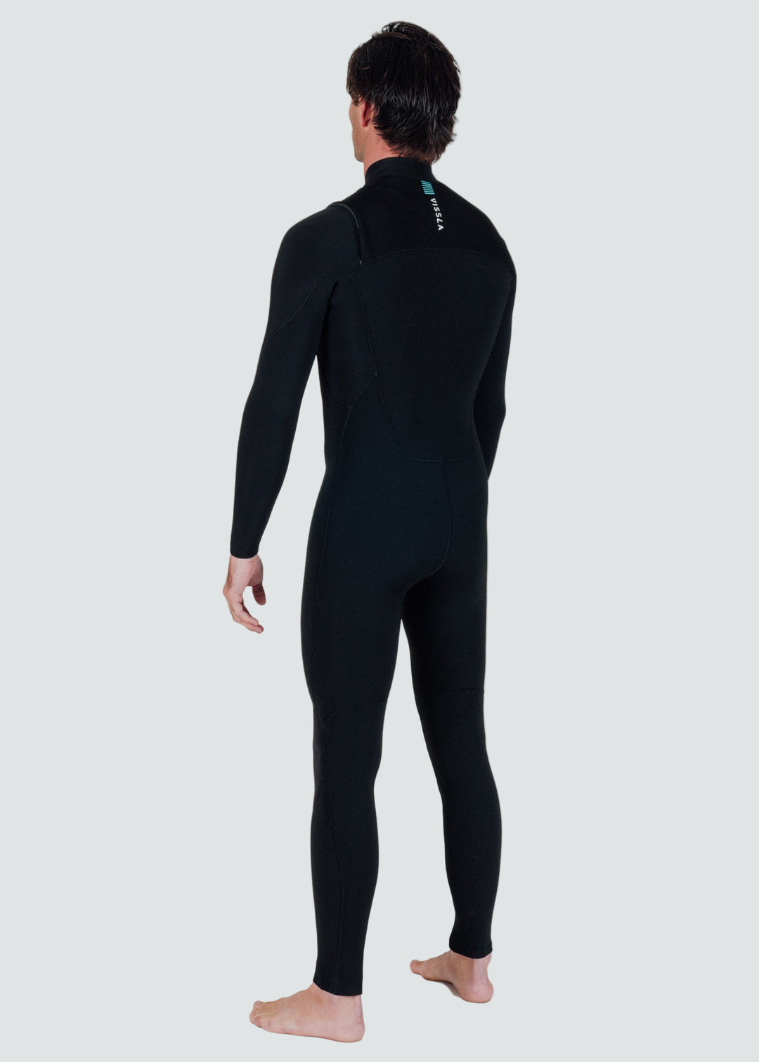Vissla 7 Seas 4-3 Full Chest Zip Wetsuit Black with Jade Logos, view 4