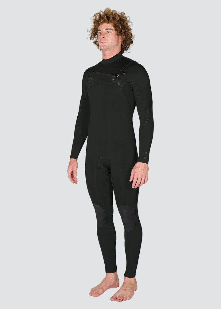 Vissla 7 Seas 4-3 Full Chest Zip Wetsuit Tonal Logos in Stealth, view 3