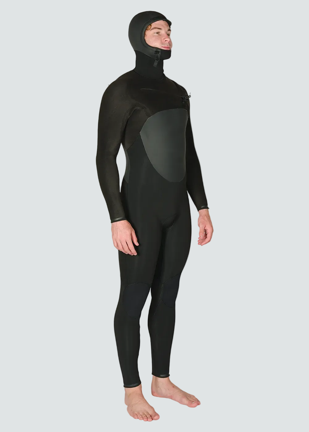 Vissla High Seas II 5-4 Full Hooded Chest Zip Wetsuit in Stealth, view 6