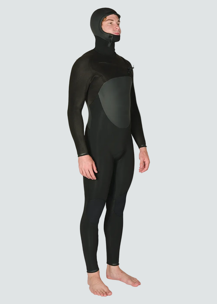 Vissla High Seas II 5-4 Full Hooded Chest Zip Wetsuit in Stealth, view 6
