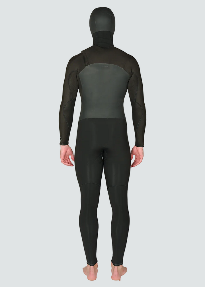 Vissla High Seas II 5-4 Full Hooded Chest Zip Wetsuit in Stealth, view 4