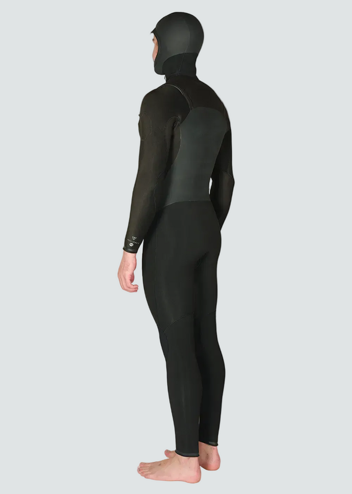 Vissla High Seas II 5-4 Full Hooded Chest Zip Wetsuit in Stealth, view 3
