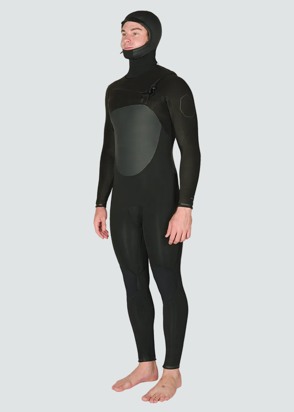 Vissla High Seas II 5-4 Full Hooded Chest Zip Wetsuit in Stealth, view 2