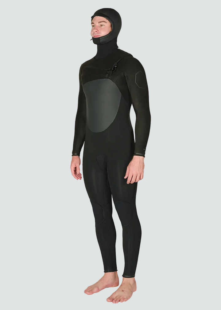 Vissla High Seas II 5-4 Full Hooded Chest Zip Wetsuit in Stealth, view 2