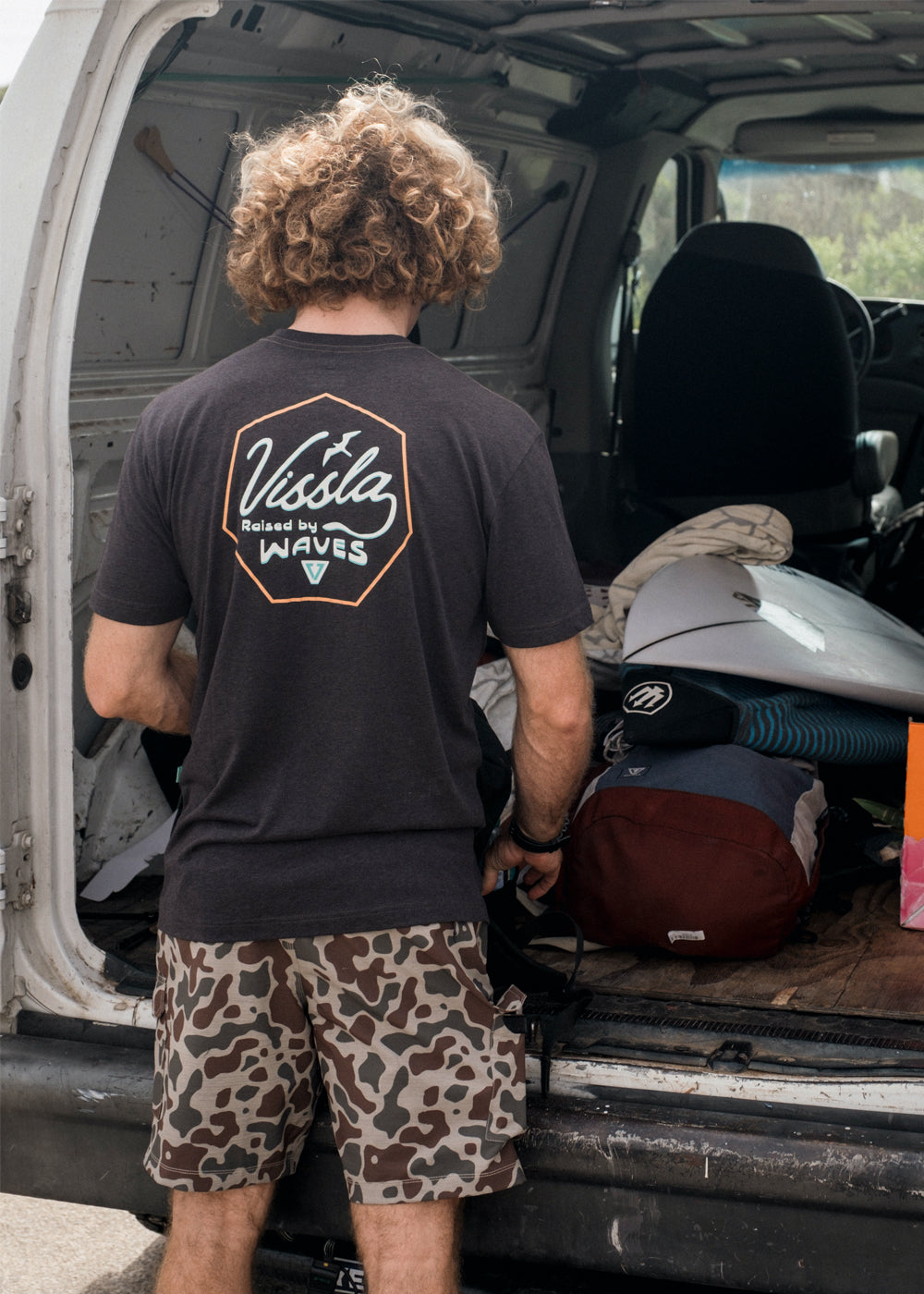 Vissla Raised By Comp Lite Eco Drirelease Tee in Black Heather, view 2