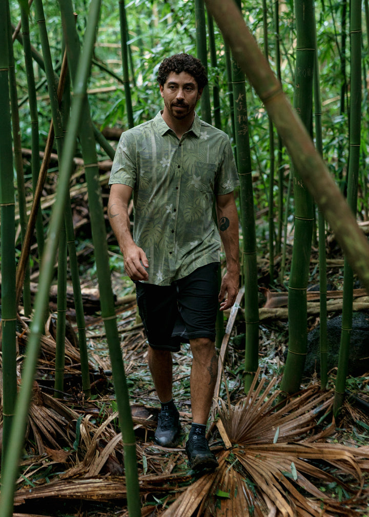Vissla Solid Sets Camo Hybrid Eco Short Sleeve Shirt in Camo, view 2