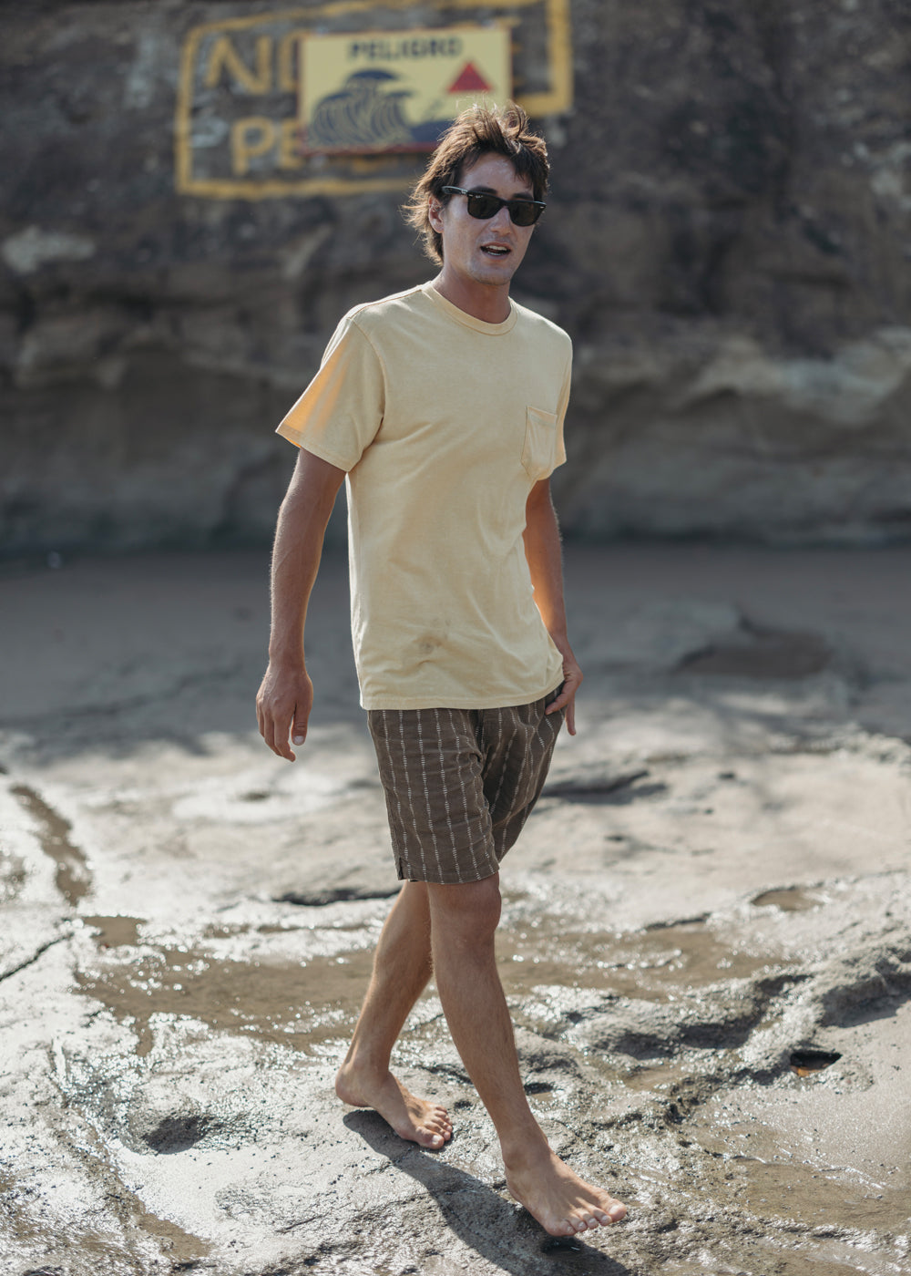 Vissla Solid Sets Cosmic Wash SS Pocket Tee in Dune, view 2