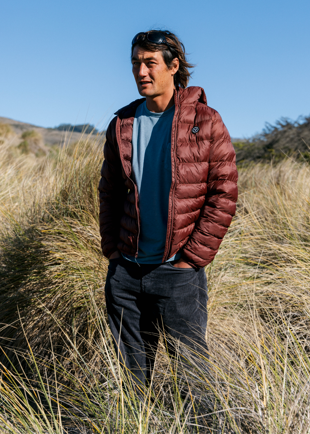 Vissla Pacific Packable Eco Puff Jacket in Brick, view 2