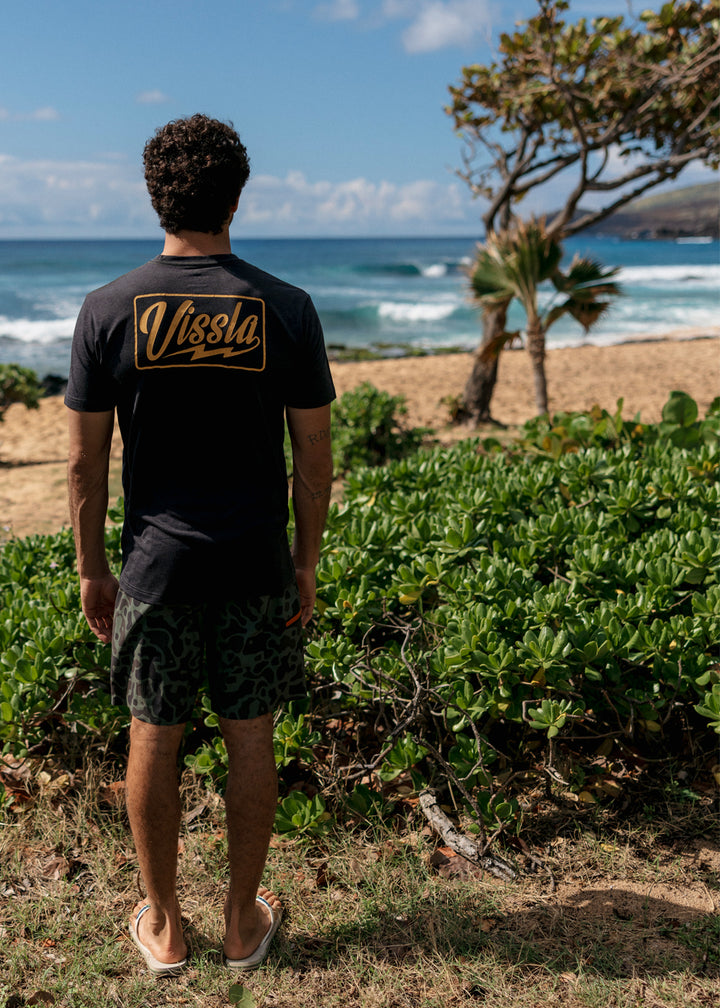 Vissla Voltage Comp Lite Eco Drirelease Tee in Black Heather, view 2