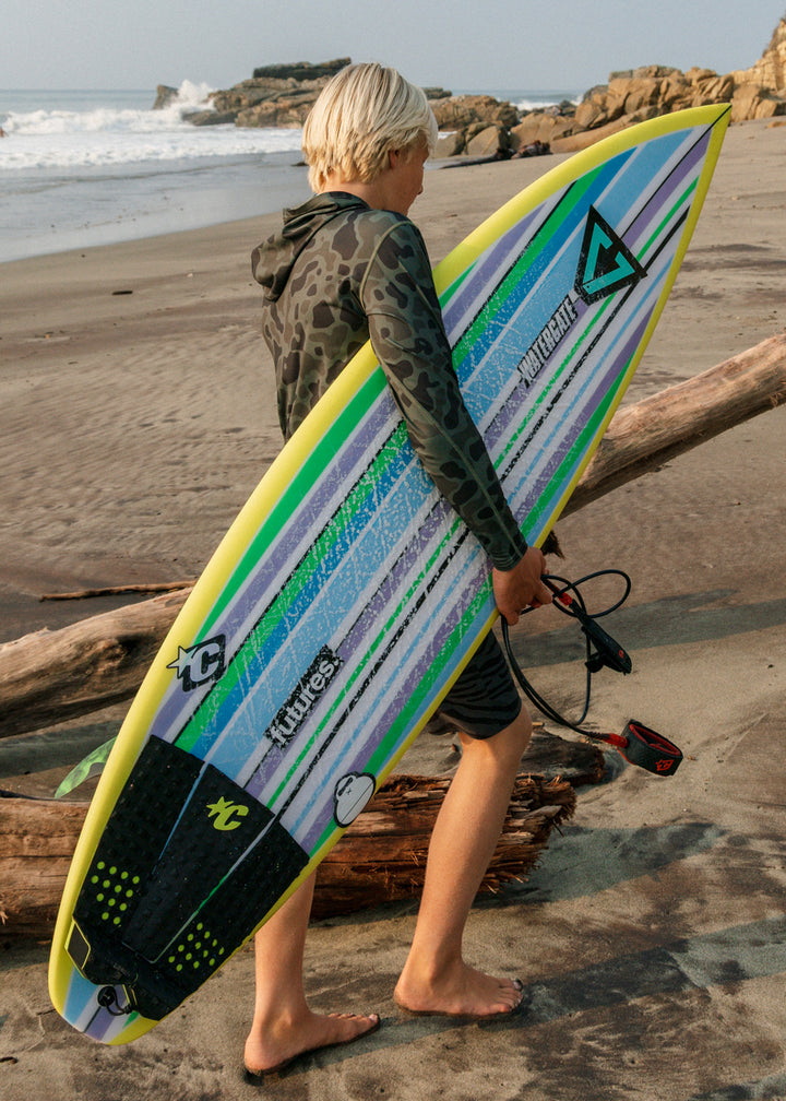 Vissla Warm Seas Eco Hooded LS Rash Guard in Camo, view 2