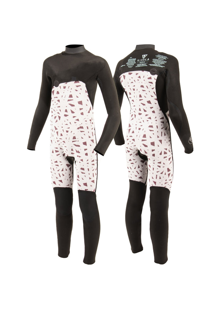 Vissla High Seas Boys Fire 3-2 Full Chest Zip Wetsuit in Wine, view 8