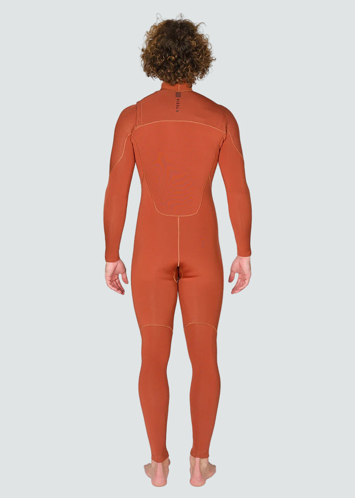 Vissla 7 Seas 4-3 Full Chest Zip Wetsuit in Terracotta, view 2