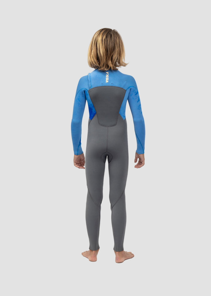 Vissla 7 Seas Boys 3-2 Full Chest Zip Wetsuit in Tie Dye, view 2