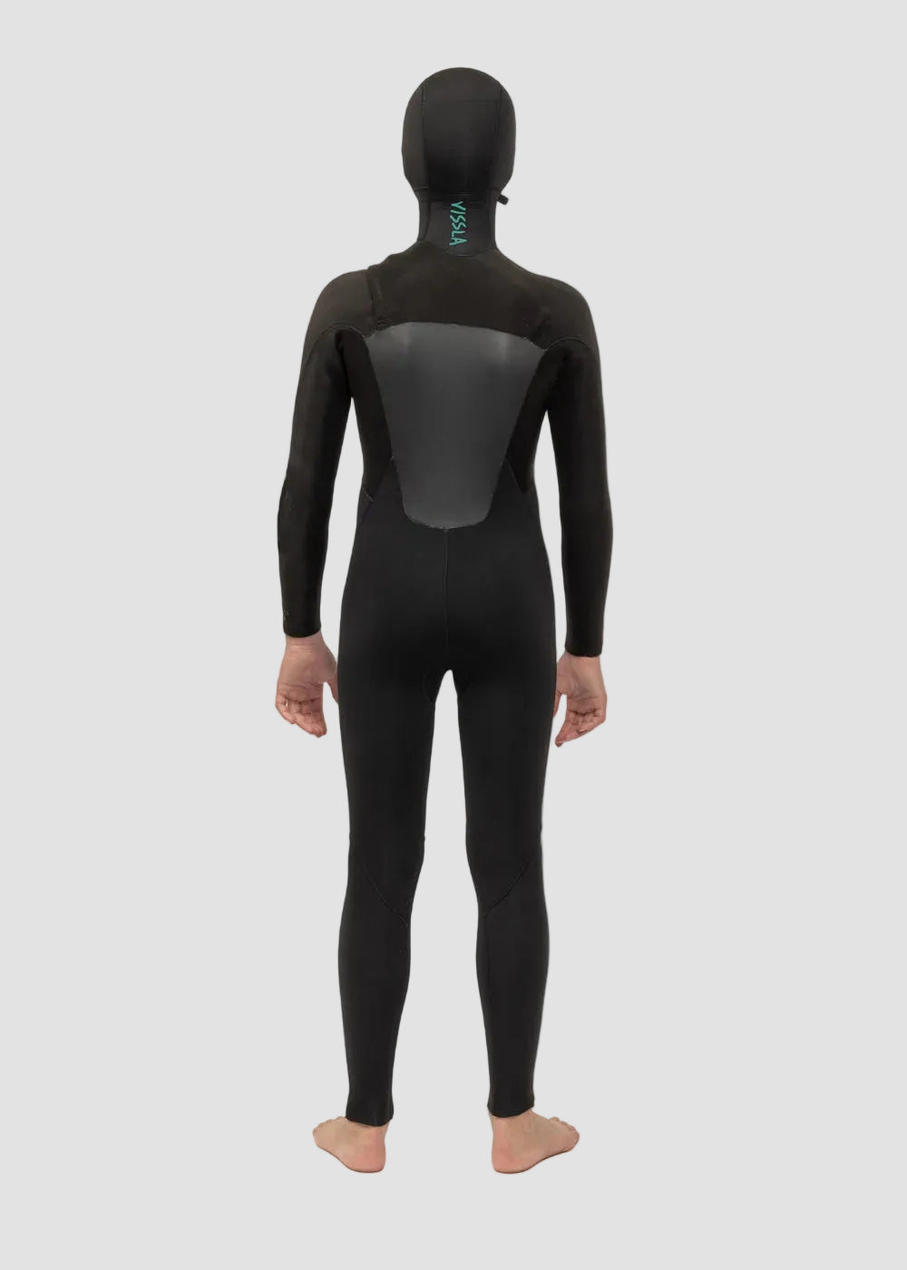 Vissla 7 Seas Boys 5-4-3 Full Hooded Chest Zip Wetsuit in Phantom, view 3