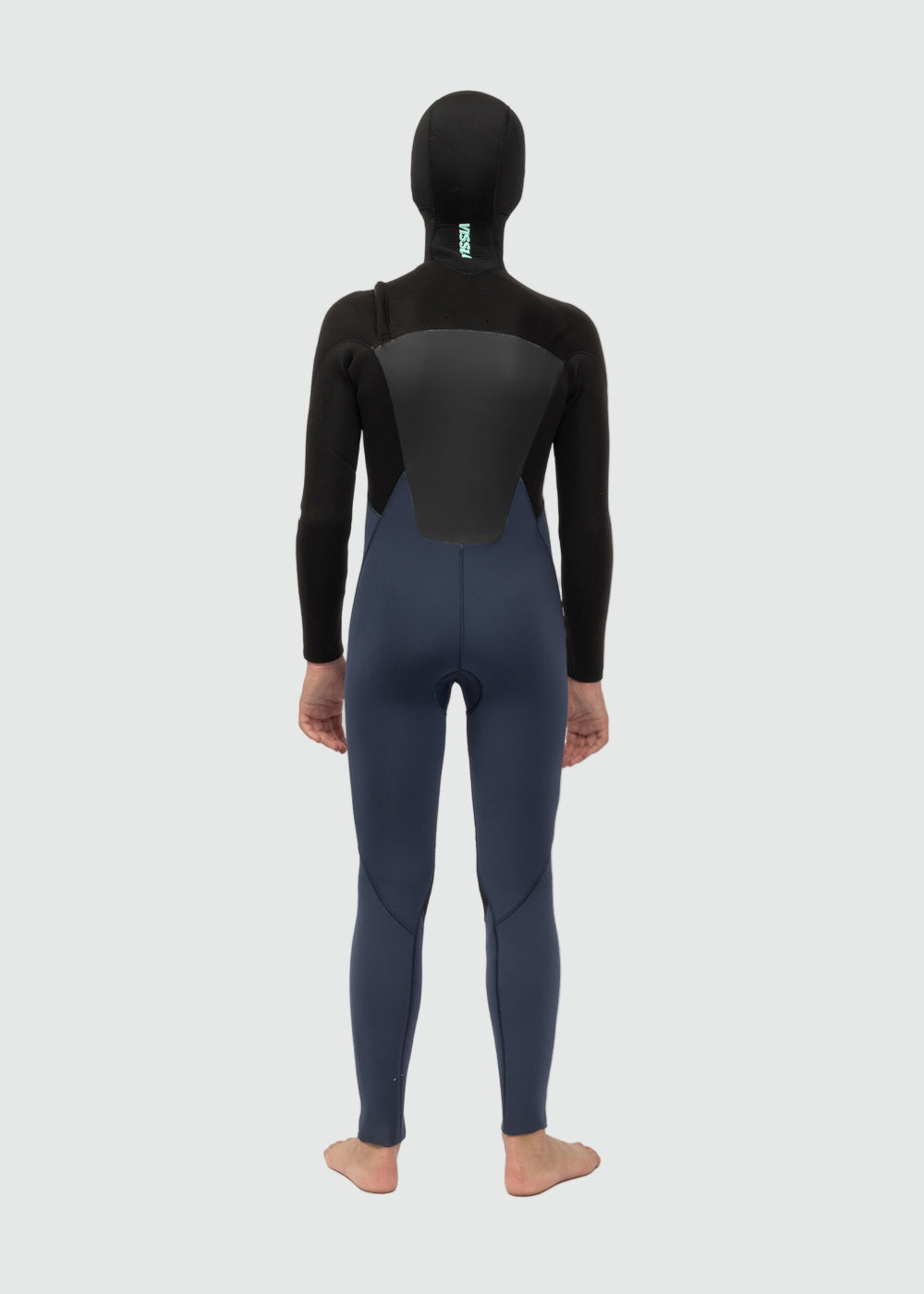 Vissla 7 Seas Boys 5-4-3 Full Hooded Chest Zip Wetsuit in Dark Slate, view 2