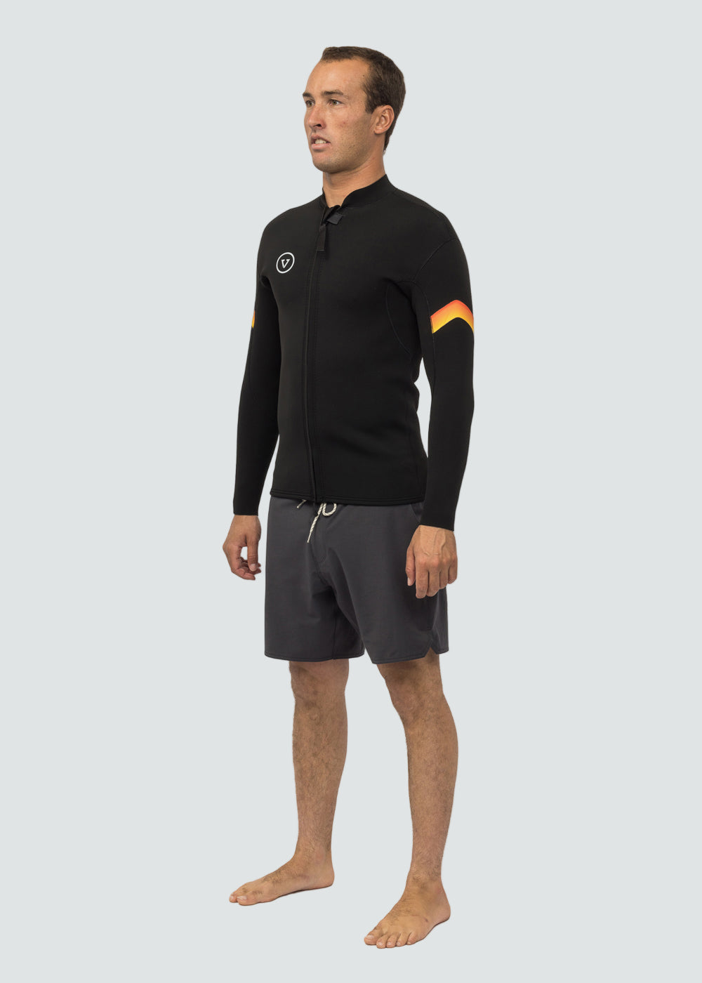 Vissla Raditude 2mm Front Zip Wetsuit Jacket in Black, view 3