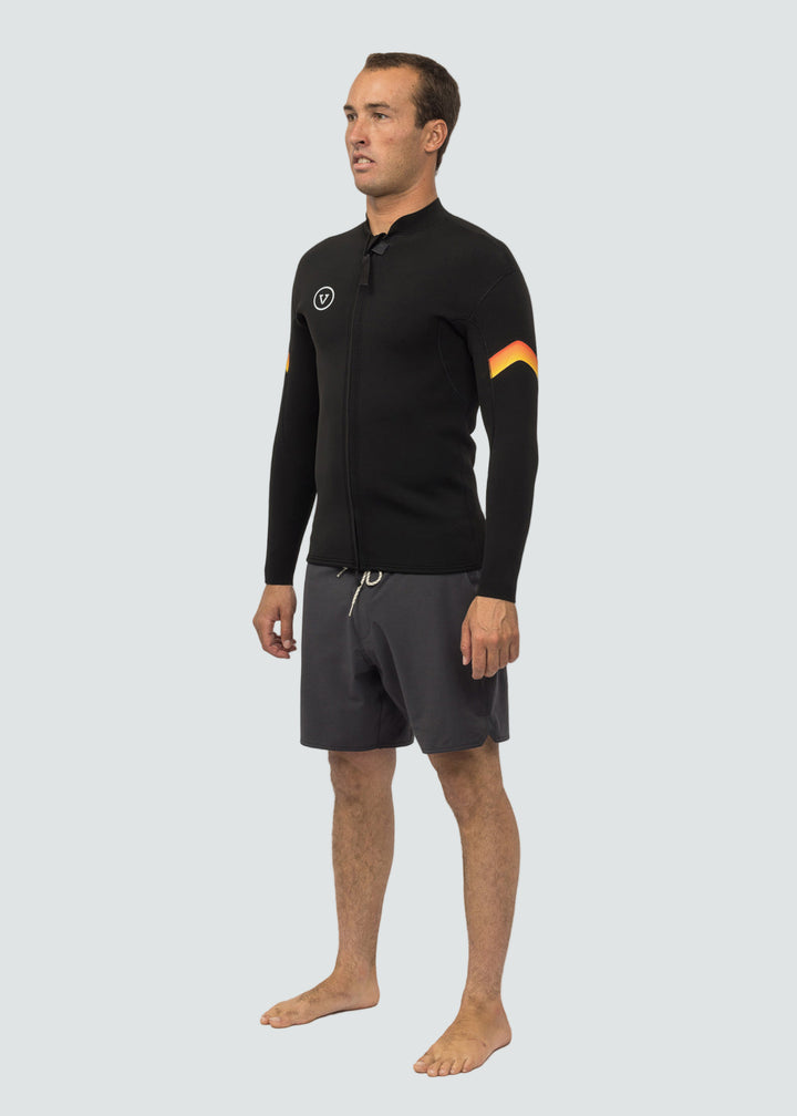 Vissla Raditude 2mm Front Zip Wetsuit Jacket in Black, view 3