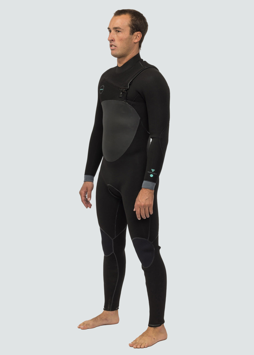 Vissla North Seas 4-3 Full Chest Zip Wetsuit in Black, view 3
